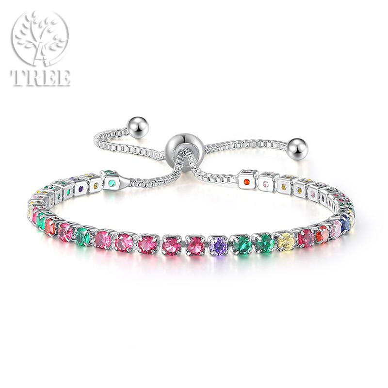 Edele 925 Sterling Zilveren Armband Ketting Luxe Kleur Kristal Hand Sieraden Voor Vrouwen Charme Bruiloft Cadeau Feest 18cm