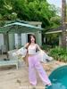 Korean Style High Waist Striped Wide-Leg Pants for Women - Spring & Autumn 2025