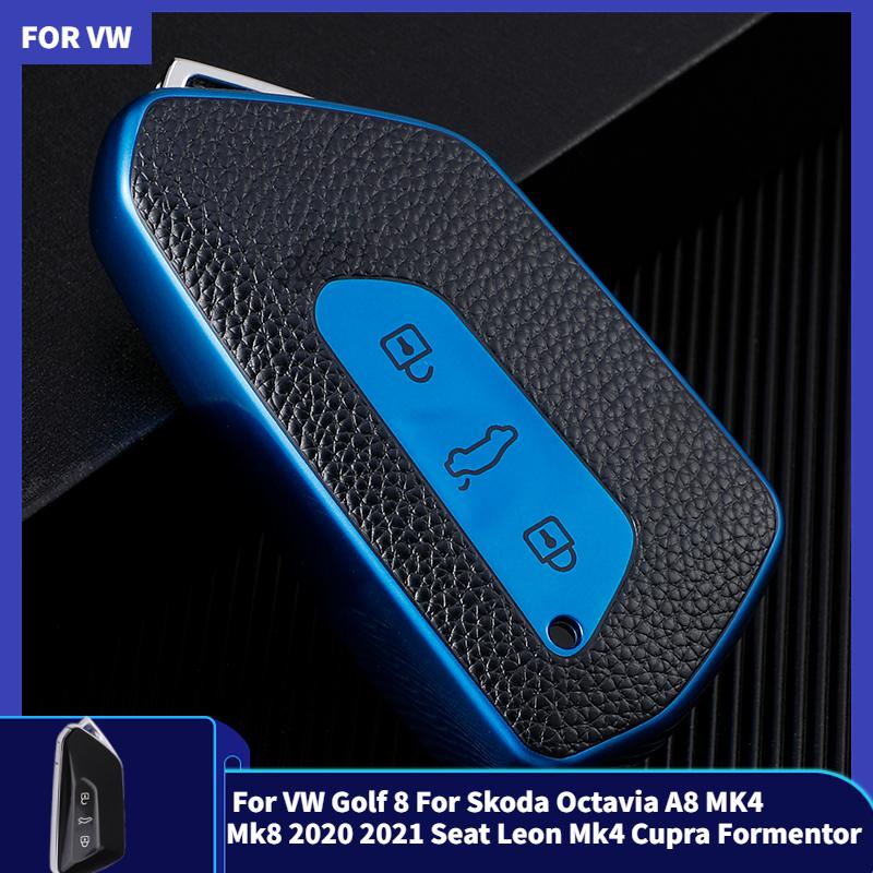 TPU Car Key Cover Case Shell Holder for VW Golf 8 for Skoda Octavia A8 MK4 Mk8 2020 2021 Seat Leon Mk4 Cupra Formentor Keychain
