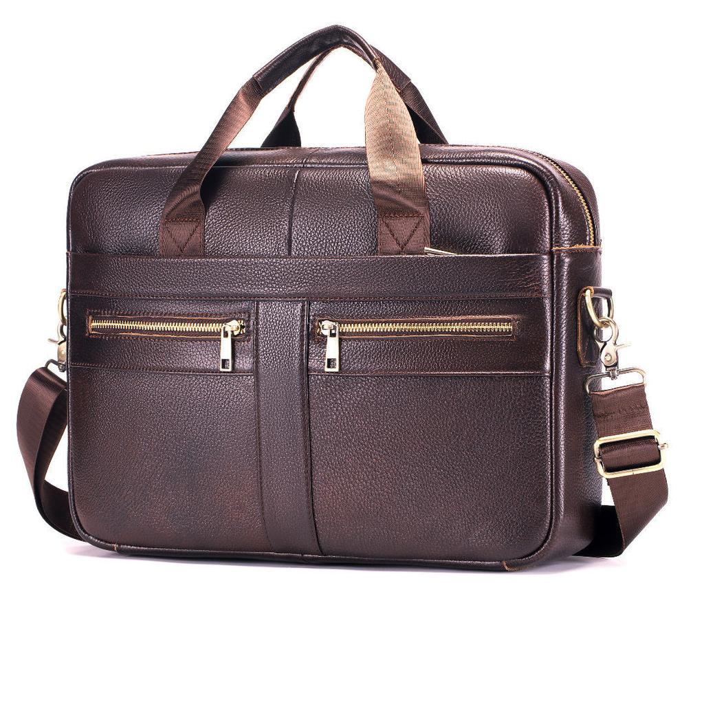 Layer Cowhide Men's Business Briefcase, Briefcase for Computers, Single Shoulder Crossbody Bag, Genuine Leather Handbag