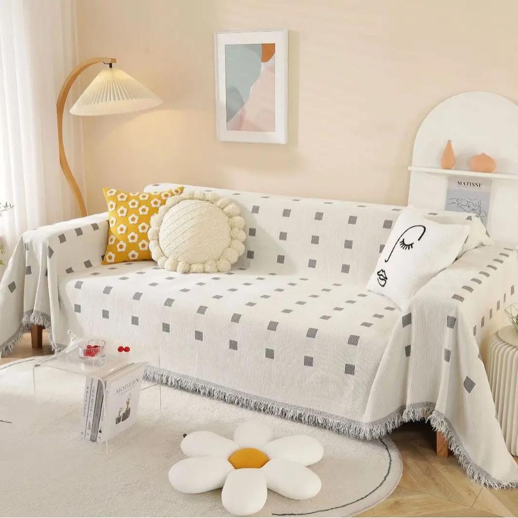 Slipcover Multi Functional Sofa Towel Cover Geometric Thick Double-sided Tablecloth Sofa Covers for Living Room