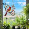 Bird Lover Ornament 1/2Pcs Acrylic Red Hanging Decoration, Standing on Flower Wall Branch Ornament, Indoor Outdoor Window Decor Decorative Pendant