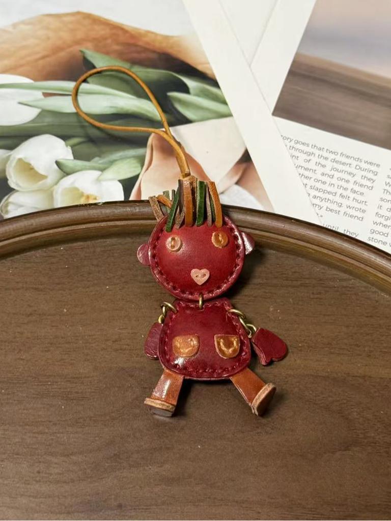 Cow Leather Rocking Boy Bag Charm Car Hanging Decoration Funny Bag Pet Rock Luggage Accessory Personalized Bag Pendant