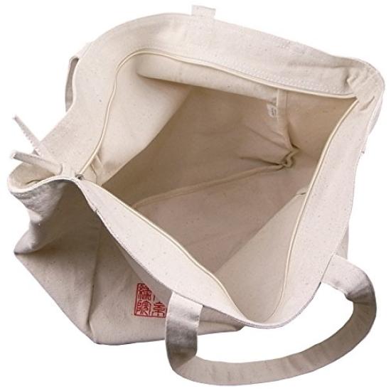 Thick Indian cotton canvas natural tote bag red old seal (Senshishuin) (Senshishuin embroidery)