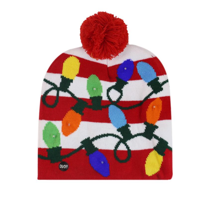 2025 autumn and winter new knitted hat Christmas holiday party LED light Christmas hat