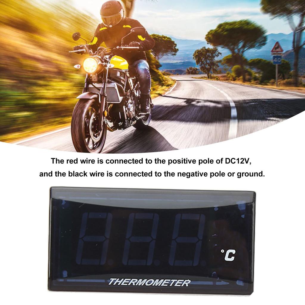 Motorcycle 12V LCD Super Slim Water Temperature Gauge With 18mm Sensor Adapter Replacement for