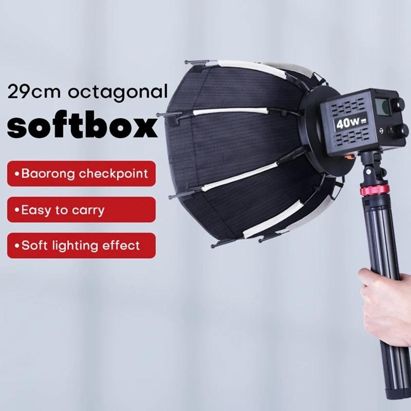 Full-30cm Octagonal Softbox Mini Bowens Mount Quick Release Honeycomb Grid Softbox For Zu60 Or M60 Cob Fill Light Studio