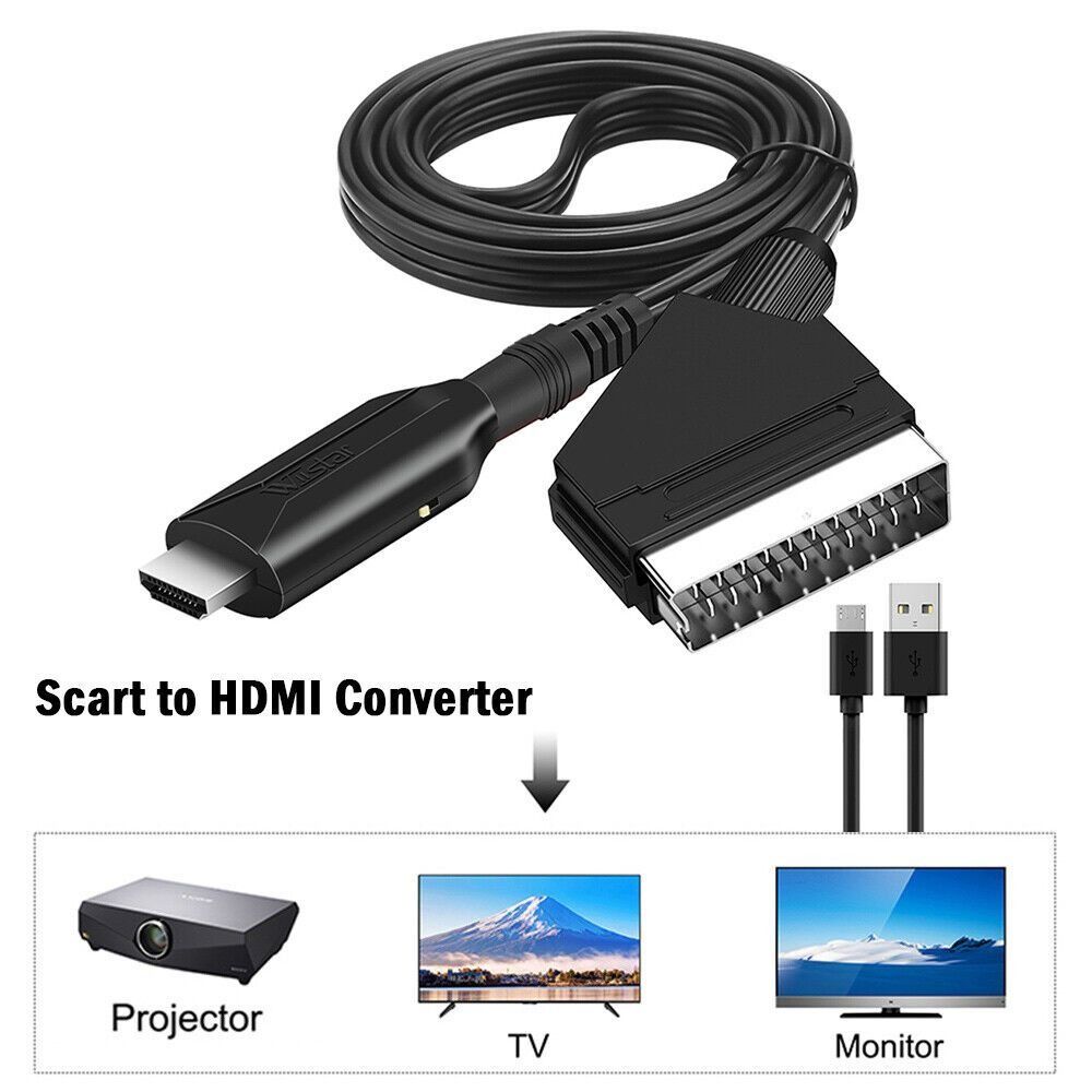 

Адаптерний кабель HDMI-SCART 1080P, сумісний з HD TV, DVD, 1 м HDMI to SCART