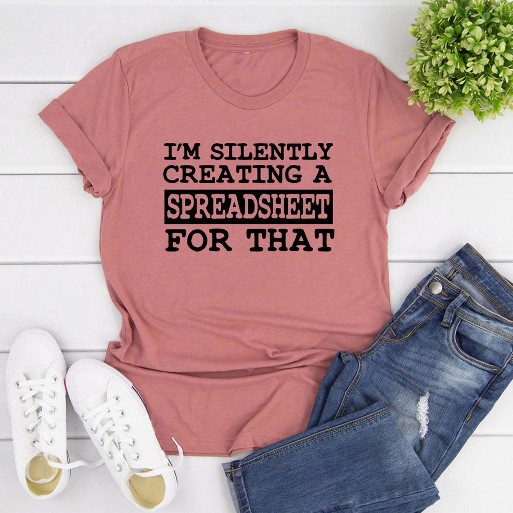 Creating Spreadsheet for That TShirt Data Analyst Tshirt Office Worker Tee Women Graphic T Shirts Short Sleeve Casual Tops