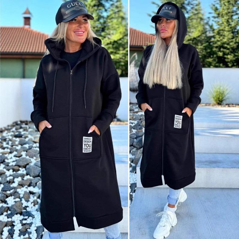 

DAFIFY Женская мода Повседневные однотонные с принтом Осенне-зимние куртки и пальто с длинным рукавом и капюшоном XXXXXL чёрный