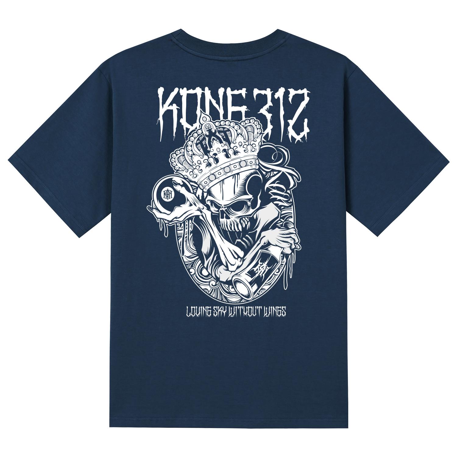 Khan 6312 Ktn0097 King Skull Short Sleeve T-Shirt - Navy Navy/L