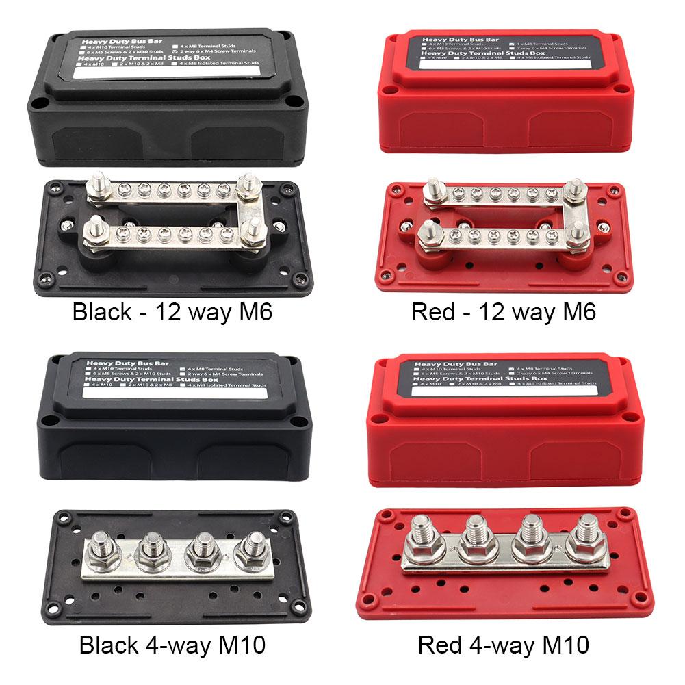 300A 48V Bus Bar 4/12 Terminal M10/M6 Studs Power Distribution Block Bus Bar Bus Bar Terminal Block for Automotive Car Boat
