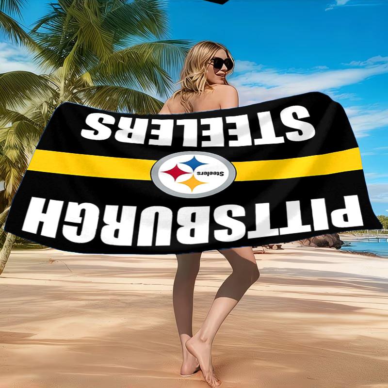 Asciugamano da Spiaggia Logo Pittsburgh Steelers, Asciugatura Rapida, Facile da Curare, Adatto Sia per il Fitness che per le Vacanze al Mare, Essenziale Sportivo