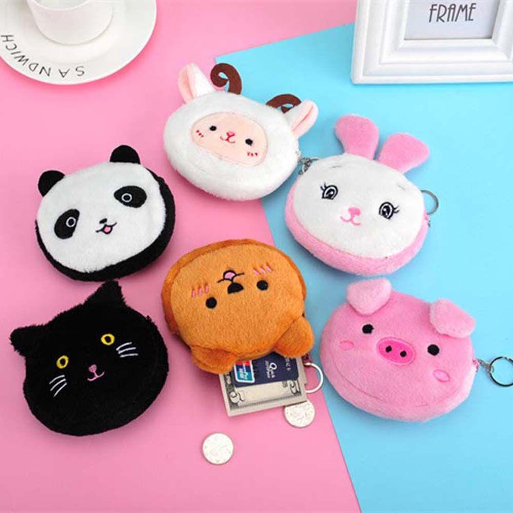 Student Cute Gift Key bag Pig Bear Plush Coin purse Earphone Bag Mini Wallet Coin bag