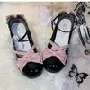 Round Head Cute Lolita Shoes Original Limited Thick Heel Bow Single Shoes Medium Heel Mary Jane Shoes
