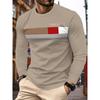 3 Men's Casual Long Sleeved T-shirts - Geometric Pattern, Round Neck Casual Wear, Daily T-shirt
