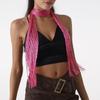 Women Skinny Scarf Thin Choker Knit Belt Stripe Long Tie Scarf Bag Handle Wrap