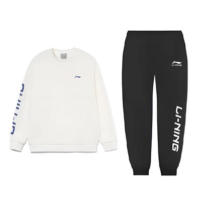Li Ning Letter Fashion Cotton Skin-Friendly Breathable Thickened Warm Versatile Round Neck Pullover Sweatshirt Casual Sports Suit AWDTE67-3+YKLVB07-1