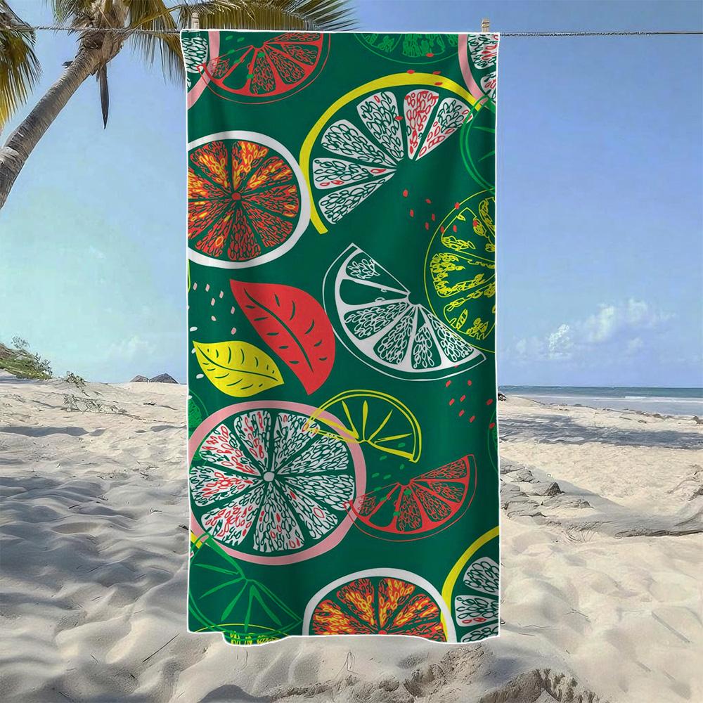 

Citrus & Tropical Leaf Beach Towel, Soft Quick-Drying, Perfect For Portable Outdoor Travel, Swimming, Camping And Summer Beach W40*H60(CM)