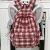 Sac à dos à carreaux rétro pour femme Sac d'école pour étudiant