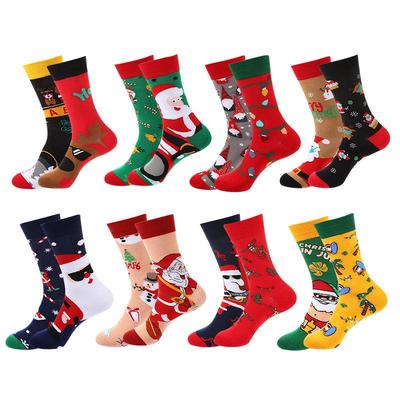AB Side Christmas Socks for Men and Women: Mid-Tube Santa Fashion Cotton Socks for Autumn and Winter