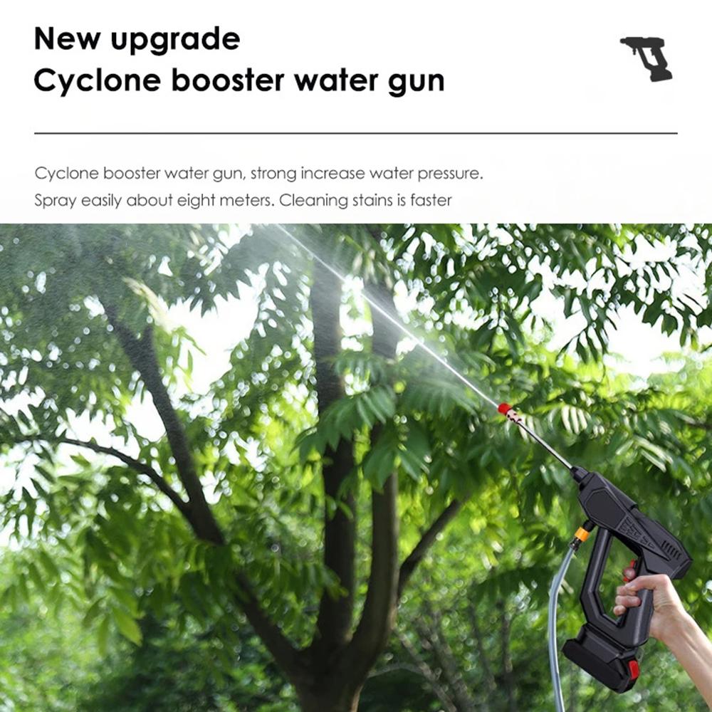 

8107 Wireless Lithium-ion Battery Charging Car Wash Machine 200W Household Electric Water Spray Gun EU Plug/Black