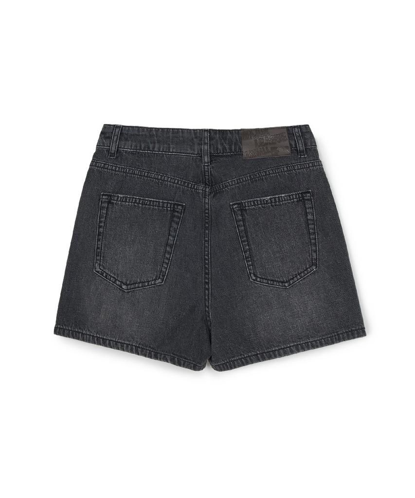 Emelbi Women'S Basic Small Logo Cargo Denim Wrap Skirt Ny (Black)