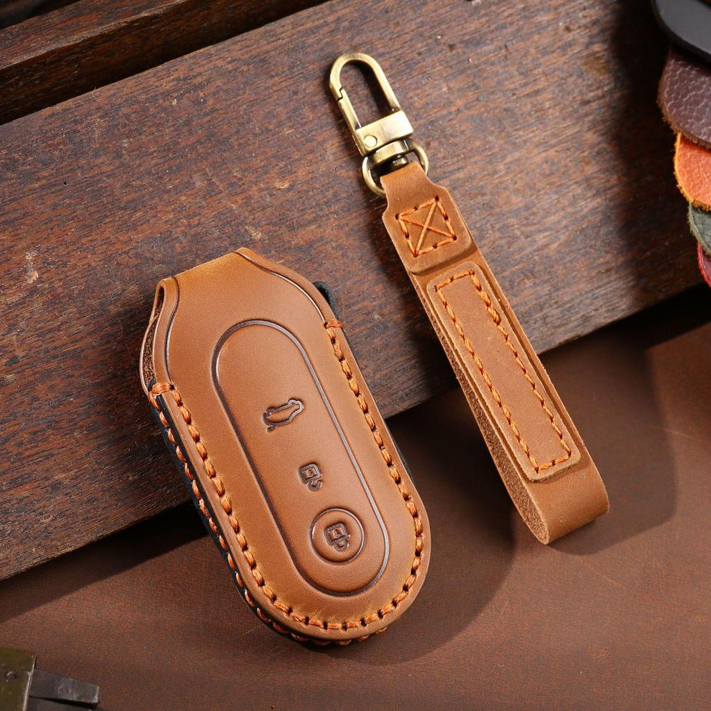 Äkta Läder Fjärrnyckelskydd för 2022 QJM M5 och AITO Jinkang Seres M7