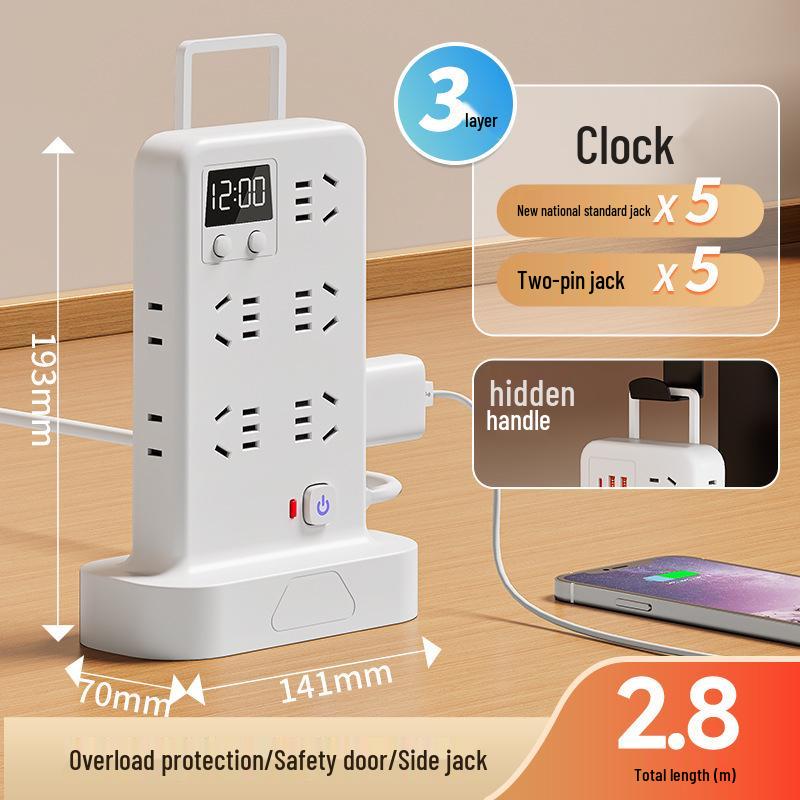 Multi-functional Vertical USB Power Strip with Night Light