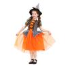 Girls Halloween Pumpkin Witch Dress Mesh Party Costume Kids Role Play Performance Outfit 110-160