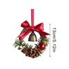 Christmas Door Wreath Mini 5 Inch Bell Bow Wreath Decor Artificial Holiday Garland For Christmas Holiday Fireplace Mantle Porch