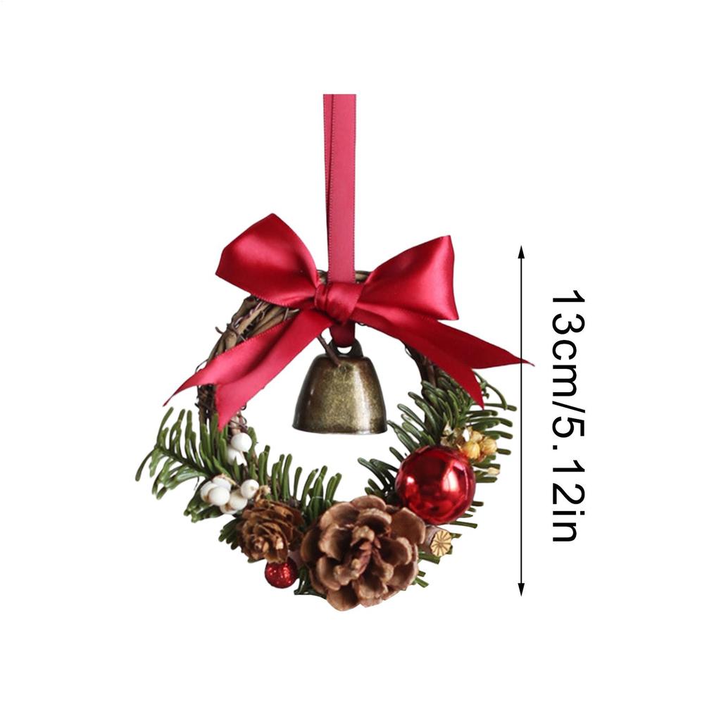 Christmas Door Wreath Mini 5 Inch Bell Bow Wreath Decor Artificial Holiday Garland For Christmas Holiday Fireplace Mantle Porch