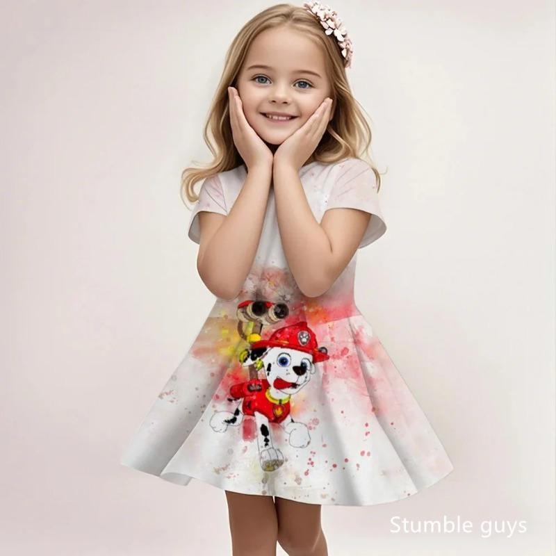 Girls Paw Patrol Cartoon Sundress Summer Casual Loose Beach Dress Soft Lightweight Breathable Cute 110