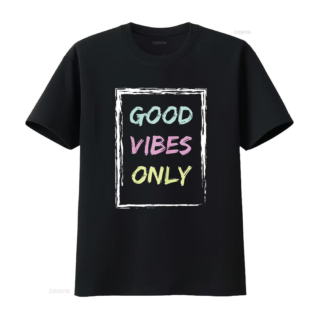 Women Tops Good Vibe Only Be Positive Inspirational Quote Short Seelve T Shirt vintage Washed Versatile Breathable Casual