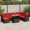 VidaXL Garden Lounge Set with Cushions 9pcs Brown Wicker Acacia, Outdoor Sofa Set, Garden Furniture 3326215