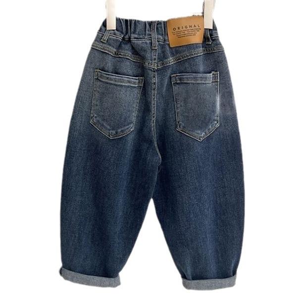 

Джинсы для мальчиков на весну и осень, новый стиль модных брюк, детские повседневные модные джинсовые брюки с градиентом для детей 100 синий