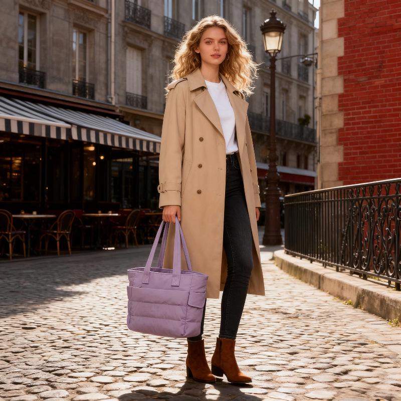 Women's Lightweight Puffy Tote: Large Capacity Travel & Laptop Bag