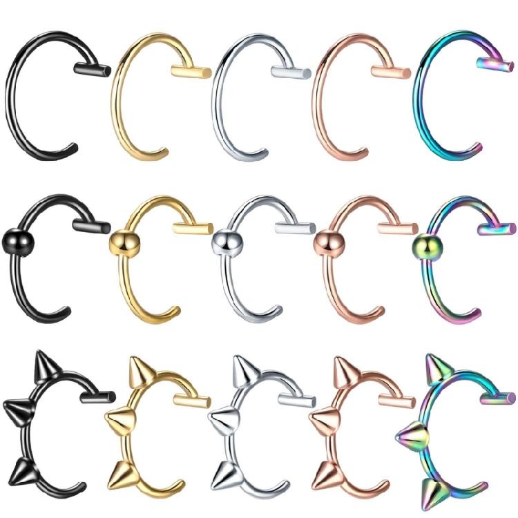Lip Rings Nose Rings Septum Piercing Clip on Mouth Non Piercing Punk Cuff Hoop
