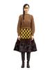 Greedius Block Checkered A-Line Skirt