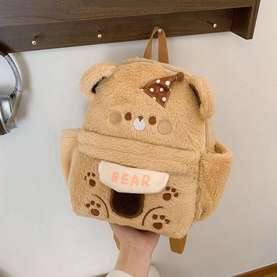 Creative Bear Plush Schoolbag Large Capacity Animal Shoulder Bag Cartoon Little Bear Backpack Lady