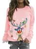Women'S Cartoon Elk 3D Printing, Christmas Couple Personality Long-Sleeved Street Crew Neck Sweater