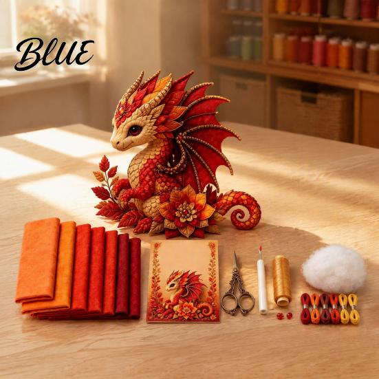Beginner Craft Set Educational Supplies Fabric Sewing DIY Kit Dragon Patchwork Kit with Pre-cut Fabric