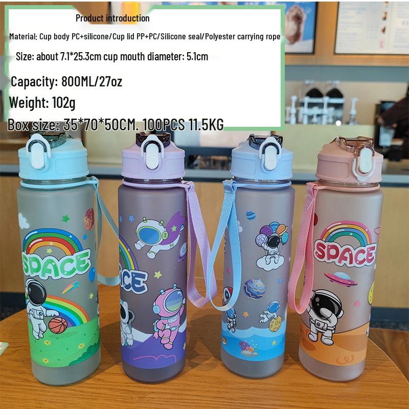 Summer Astronaut Frosted Water Cup with Straw and Handle