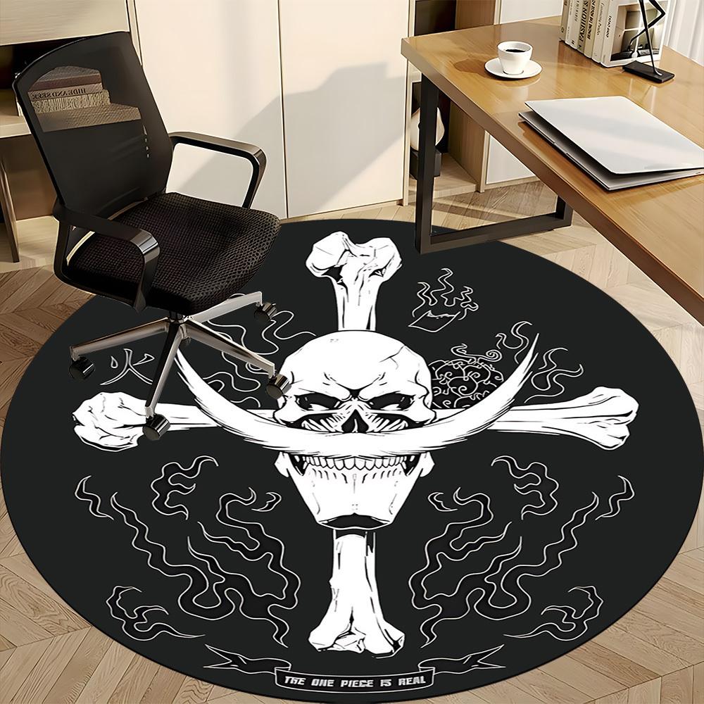 1pc One Piece Skull Office Round Area Rug, Indoor Mat Suitable For Office, Under Office Chairs Bedroom Living Room Home Decor  a0908141