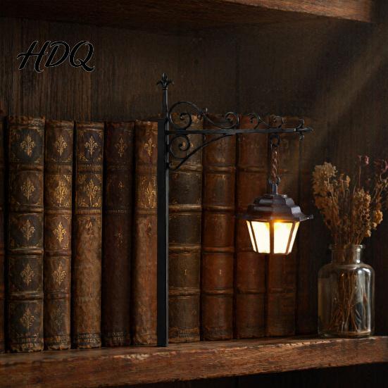 Decorative Chandelier Style Lamp Ghost Bookshelf Light Retro Lantern for Library Decor Warm LED Glow Night Light Reading Book Lovers Gothic Fantasy