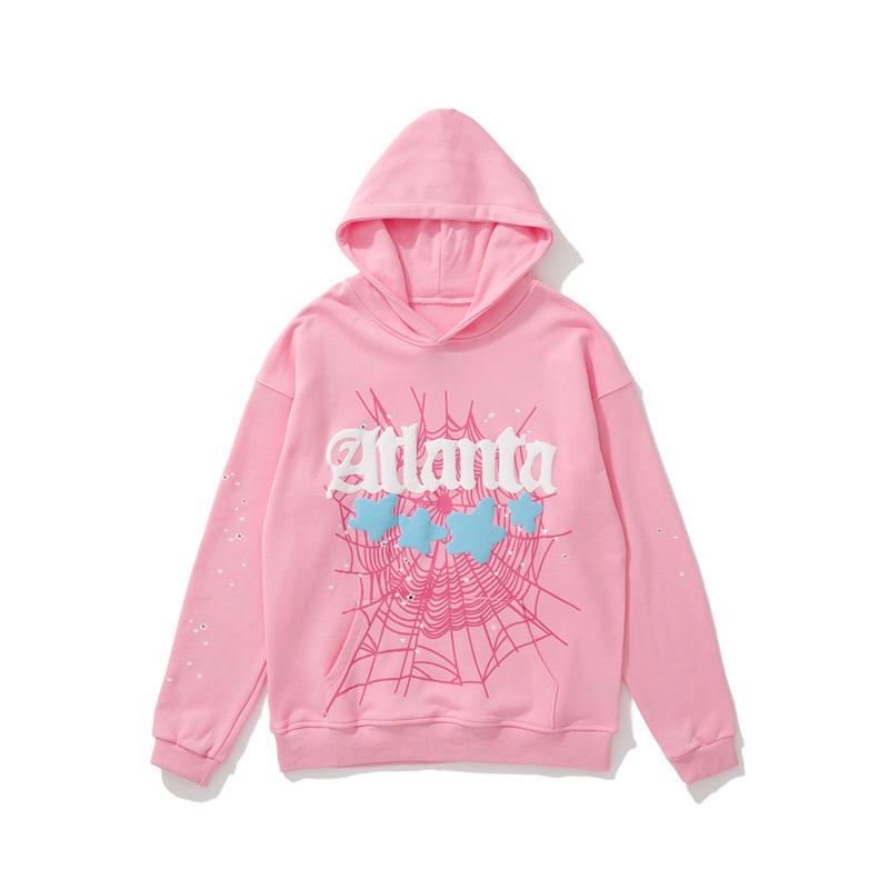 High-Quality 450g Men's Spider Web Foam Print Hoodie - Young Thug Style