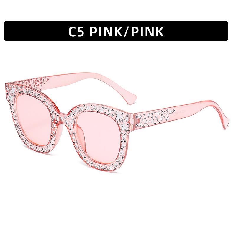 Fashion Cat Eye Sunlgasses Women Retro Brand Designer Sun Glasses Vintage Square Sparkling Star Glasses Okulary