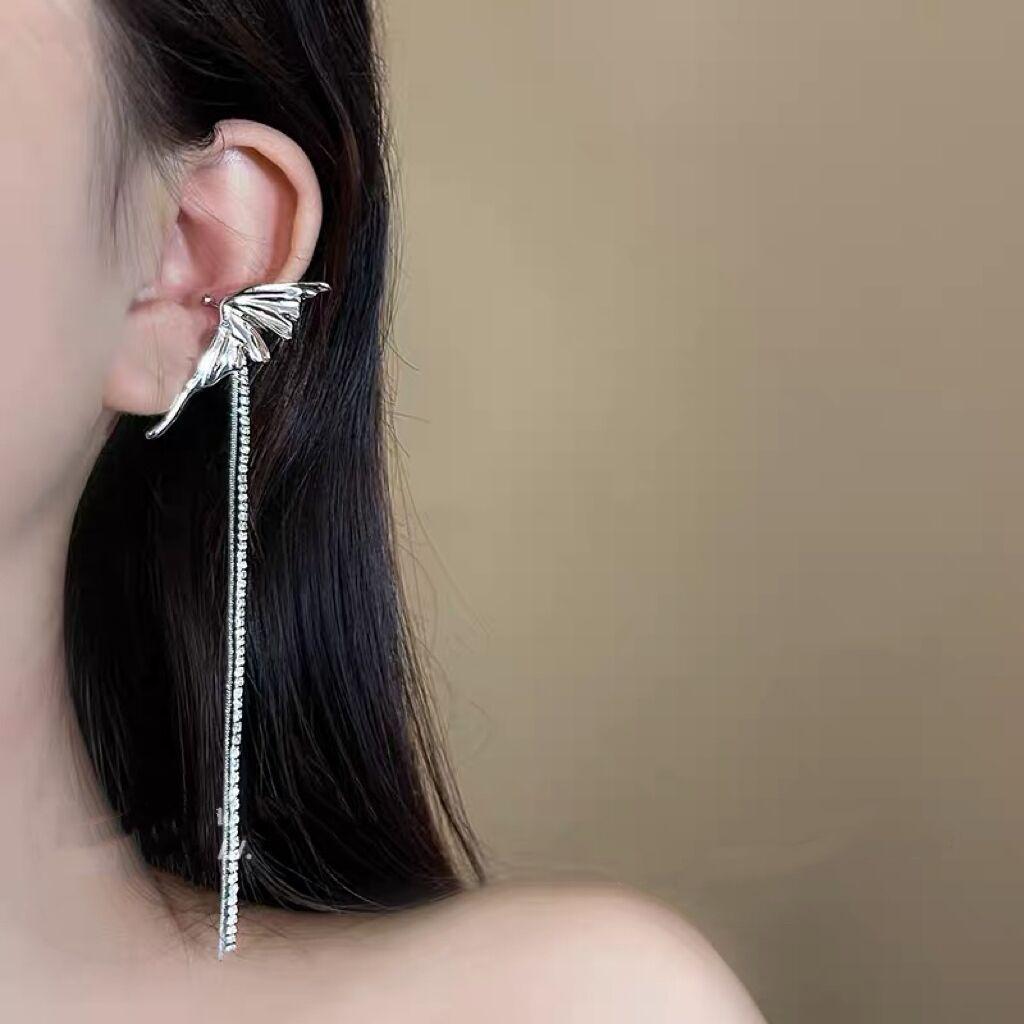 Super Rozprávkové~ Elfské Náušnice, Klipsy na uši, Niche dizajn, Klipsy na ušnú chrupavku, Ľahký luxus Motýlí strapec, Sofistikovaný zmysel, Bez prepichovania uší, Závesné na uši