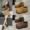 Autumn New Small Light Thick-soled New Women's Casual Belt Buckle Velcro Muffin Shoes Trendy Suede Shallow Mouth