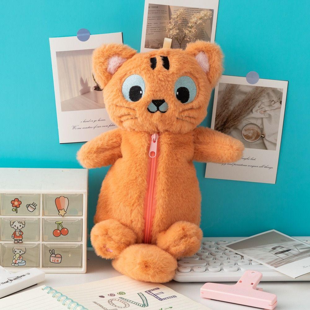 Cute Design Cat Pen Bag Stuffed Stationery Bag Novelty Plush Pencil Bag  Student